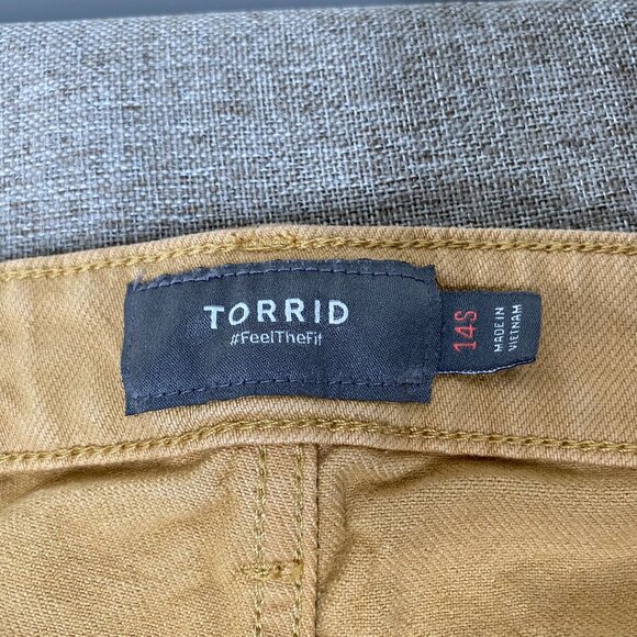 Torrid Denim Jeans Women's 14 Short High Rise Button Fly Beige Raw Hem - Picture 5 of 13